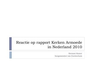 Reactie op rapport Kerken Armoede in Nederland 2010