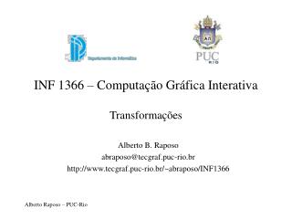 INF 1366 – Computação Gráfica Interativa Transformações