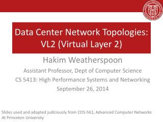 Data Center Network Topologies: VL2 (Virtual Layer 2)