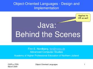 Object-Oriented Languages - Design and Implementation
