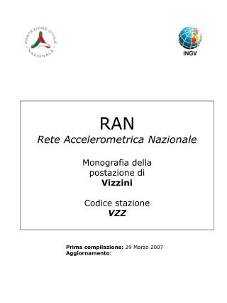 RAN Rete Accelerometrica Nazionale Monografia della postazione di Vizzini Codice stazione VZZ