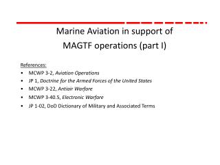 Marine Aviation in support of MAGTF operations (part I)