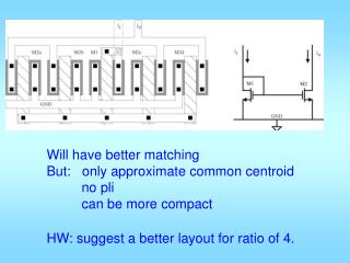 Will have better matching But: only approximate common centroid 	no pli 	can be more compact