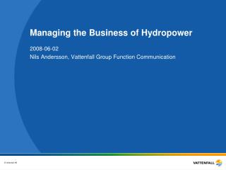 Managing the Business of Hydropower