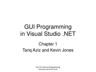 GUI Programming in Visual Studio .NET