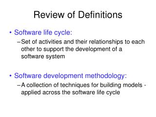 Review of Definitions