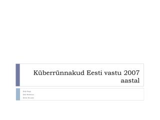 Küberrünnakud Eesti vastu 2007 aastal
