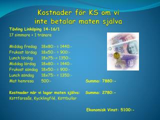 Kostnader för KS om vi inte betalar maten själva