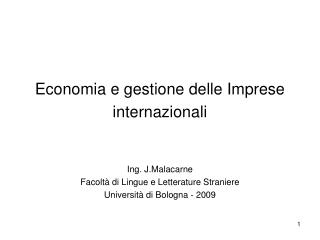 Economia e gestione delle Imprese internazionali