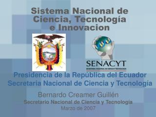 Sistema Nacional de Ciencia, Tecnolo gía e Innovacion