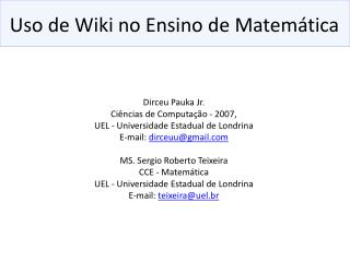 Uso de Wiki no Ensino de Matemática