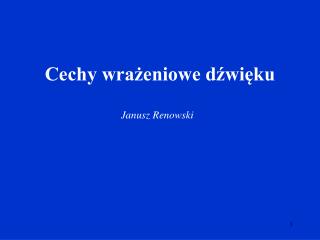 Cechy wrażeniowe dźwięku