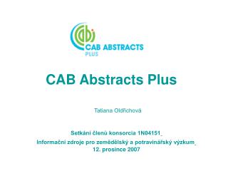 CAB Abstracts Plus