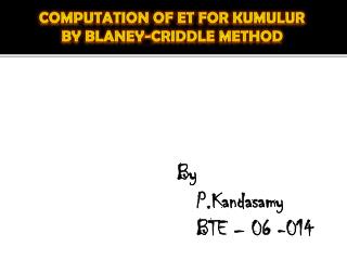 By P.Kandasamy BTE – 06 -014