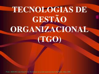 TECNOLOGIAS DE GESTÃO ORGANIZACIONAL (TGO)