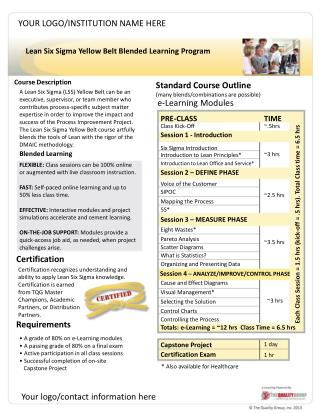 Lean Six Sigma Yellow Belt Blended Learning Program