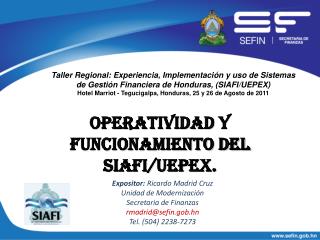 Operatividad y Funcionamiento del SIAFI/UEPEX.