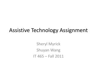 Assistive Technology Assignment