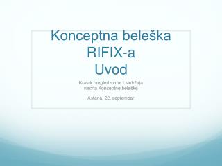 Konceptna beleška R I FIX-a Uvod
