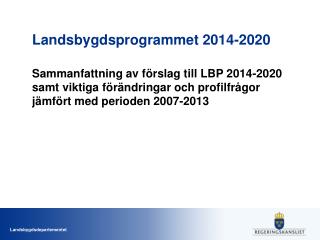 Landsbygdsprogrammet 2014-2020