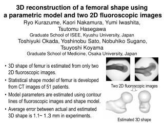 3D reconstruction of a femoral shape using a parametric model and two 2D fluoroscopic images