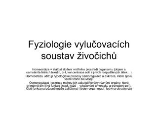 Fyziologie vylučovacích soustav živočichů