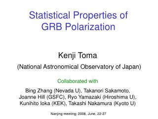 Statistical Properties of GRB Polarization