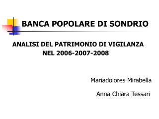 BANCA POPOLARE DI SONDRIO