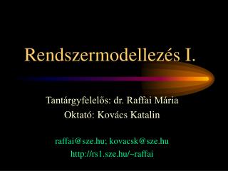 Rendszermodellezés I.