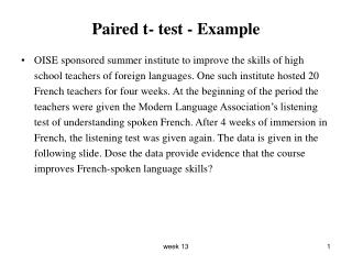 Paired t- test - Example