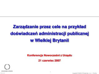 Zarządzanie przez cele na przykład doświadczeń administracji publicznej w Wielkiej Brytanii