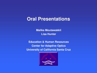 Oral Presentations