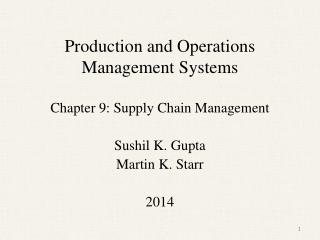 Production and Operations Management Systems