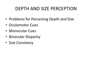 DEPTH AND SIZE PERCEPTION