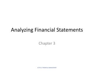 Analyzing Financial Statements