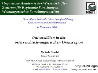 Universitäten in de r österreichisch-ungarischen Grenzregion