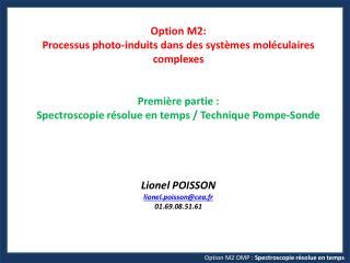 Option M2 OMP : Spectroscopie résolue en temps