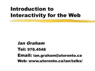 Introduction to Interactivity for the Web