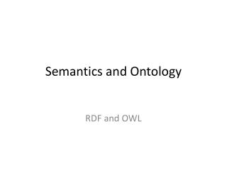 Semantics and Ontology