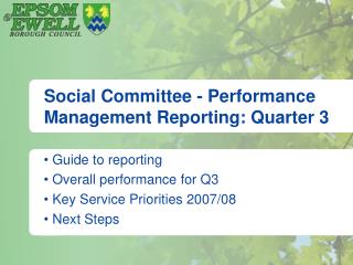 Social Committee - Performance Management Reporting: Quarter 3