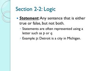 Section 2-2: Logic