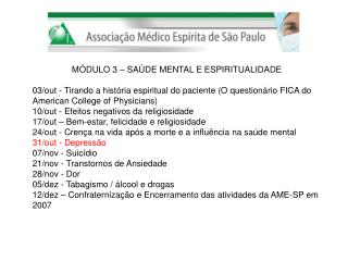 MÓDULO 3 – SAÚDE MENTAL E ESPIRITUALIDADE