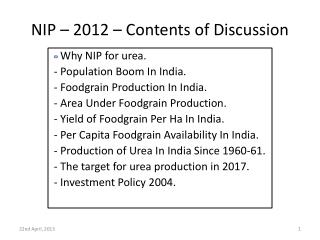 NIP – 2012 – Contents of Discussion