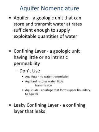 Aquifer Nomenclature