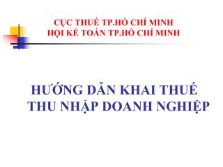 CỤC THUẾ TP.HỒ CHÍ MINH HỘI KẾ TOÁN TP.HỒ CHÍ MINH