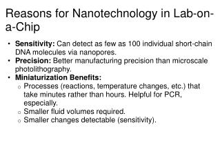 Reasons for Nanotechnology in Lab-on-a-Chip