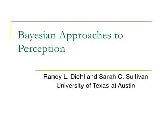 Bayesian Approaches to Perception