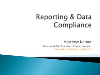 Reporting &amp; Data Compliance