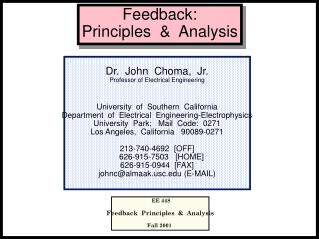 Feedback: Principles &amp; Analysis