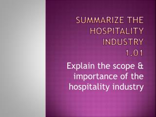 Summarize the hospitality Industry 1.01